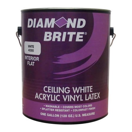 Diamond Brite Interior/Exterior Paint, Flat, White, 1 gal 40300-1